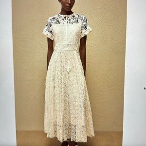 Miss Rosier Victoire White Butterfly Appliqué Lace Maxi Dress